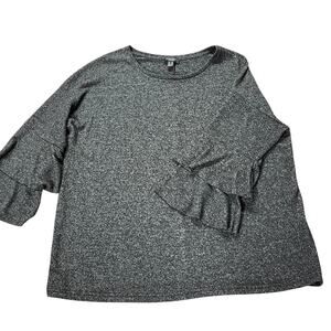 New Look Sweater Marled Gray 3/4 Bell Sleeves Women's Size 16